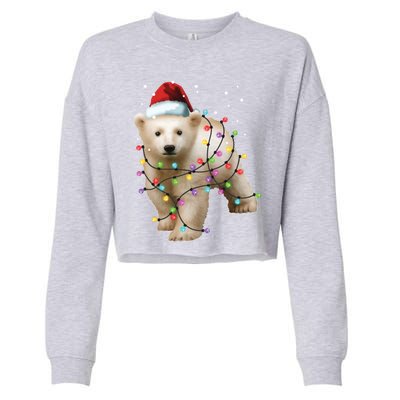 Santa Polar Bear Christmas Bear Lover Cool Gift Cropped Pullover Crew