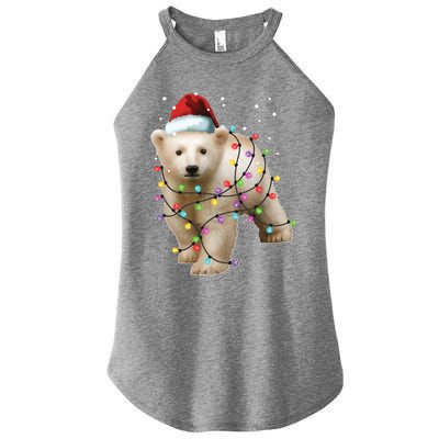 Santa Polar Bear Christmas Bear Lover Cool Gift Women's Perfect Tri Rocker Tank