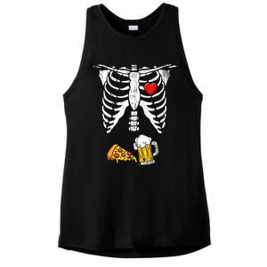 Skeleton Pregnancy Beer Pizza Xray Halloween Costume Ladies PosiCharge Tri-Blend Wicking Tank