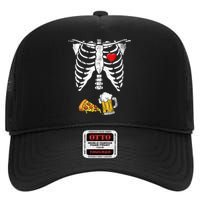 Skeleton Pregnancy Beer Pizza Xray Halloween Costume High Crown Mesh Back Trucker Hat