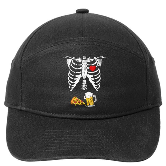 Skeleton Pregnancy Beer Pizza Xray Halloween Costume 7-Panel Snapback Hat