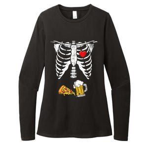 Skeleton Pregnancy Beer Pizza Xray Halloween Costume Womens CVC Long Sleeve Shirt