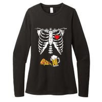 Skeleton Pregnancy Beer Pizza Xray Halloween Costume Womens CVC Long Sleeve Shirt