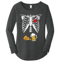 Skeleton Pregnancy Beer Pizza Xray Halloween Costume Women's Perfect Tri Tunic Long Sleeve Shirt