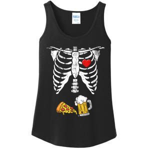 Skeleton Pregnancy Beer Pizza Xray Halloween Costume Ladies Essential Tank