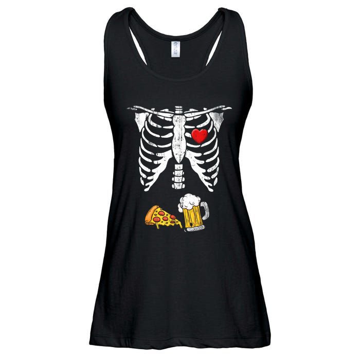 Skeleton Pregnancy Beer Pizza Xray Halloween Costume Ladies Essential Flowy Tank