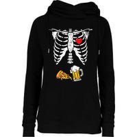 Skeleton Pregnancy Beer Pizza Xray Halloween Costume Womens Funnel Neck Pullover Hood