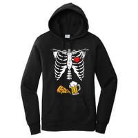 Skeleton Pregnancy Beer Pizza Xray Halloween Costume Women's Pullover Hoodie