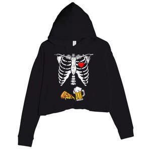 Skeleton Pregnancy Beer Pizza Xray Halloween Costume Crop Fleece Hoodie