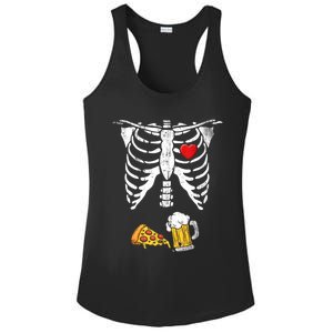 Skeleton Pregnancy Beer Pizza Xray Halloween Costume Ladies PosiCharge Competitor Racerback Tank