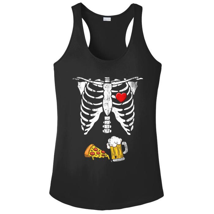 Skeleton Pregnancy Beer Pizza Xray Halloween Costume Ladies PosiCharge Competitor Racerback Tank