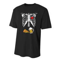 Skeleton Pregnancy Beer Pizza Xray Halloween Costume Youth Performance Sprint T-Shirt