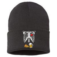 Skeleton Pregnancy Beer Pizza Xray Halloween Costume Sustainable Knit Beanie