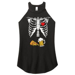 Skeleton Pregnancy Beer Pizza Xray Halloween Costume Women's Perfect Tri Rocker Tank