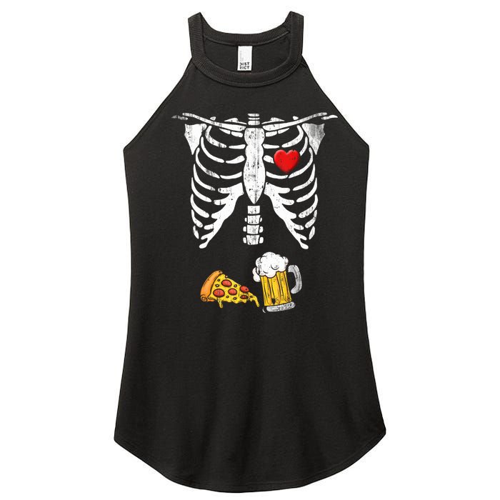 Skeleton Pregnancy Beer Pizza Xray Halloween Costume Women's Perfect Tri Rocker Tank