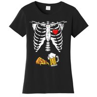 Skeleton Pregnancy Beer Pizza Xray Halloween Costume Women's T-Shirt