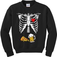 Skeleton Pregnancy Beer Pizza Xray Halloween Costume Kids Sweatshirt