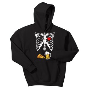 Skeleton Pregnancy Beer Pizza Xray Halloween Costume Kids Hoodie