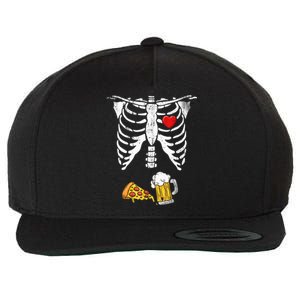 Skeleton Pregnancy Beer Pizza Xray Halloween Costume Wool Snapback Cap