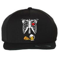 Skeleton Pregnancy Beer Pizza Xray Halloween Costume Wool Snapback Cap