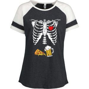 Skeleton Pregnancy Beer Pizza Xray Halloween Costume Enza Ladies Jersey Colorblock Tee