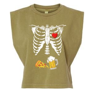 Skeleton Pregnancy Beer Pizza Xray Halloween Costume Garment-Dyed Women's Muscle Tee