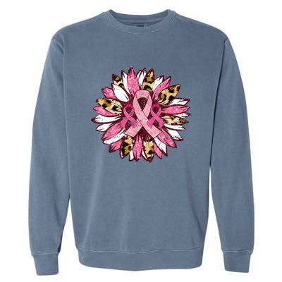 Sunflower Pink Breast Cancer Awareness Warrior Garment-Dyed Sweatshirt