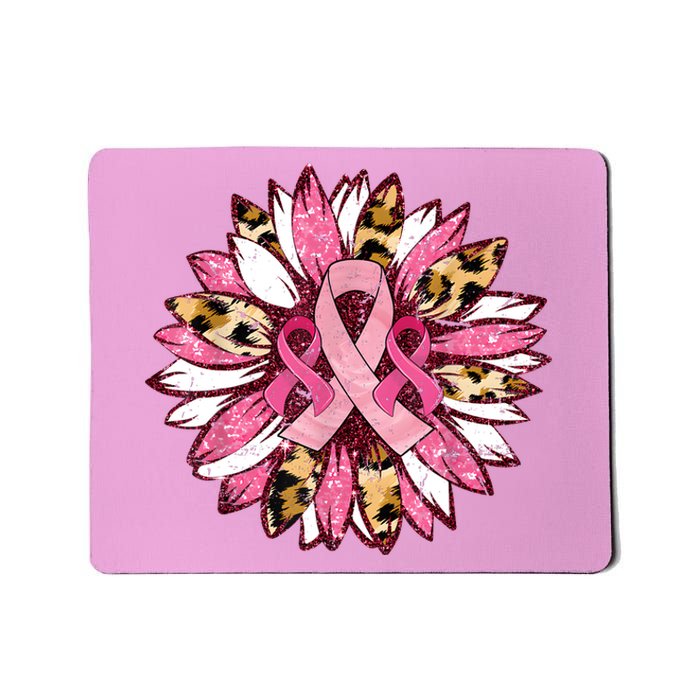 Sunflower Pink Breast Cancer Awareness Warrior Mousepad