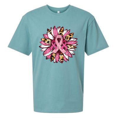 Sunflower Pink Breast Cancer Awareness Warrior Sueded Cloud Jersey T-Shirt