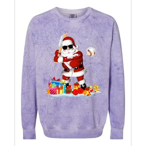 Santa Playing Baseball Cool Christmas Santa Baseball Player Colorblast Crewneck Sweatshirt