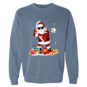 Santa Playing Baseball Cool Christmas Santa Baseball Player Garment-Dyed Sweatshirt