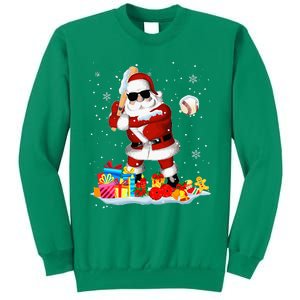 Santa Playing Baseball Cool Christmas Santa Baseball Player Sweatshirt