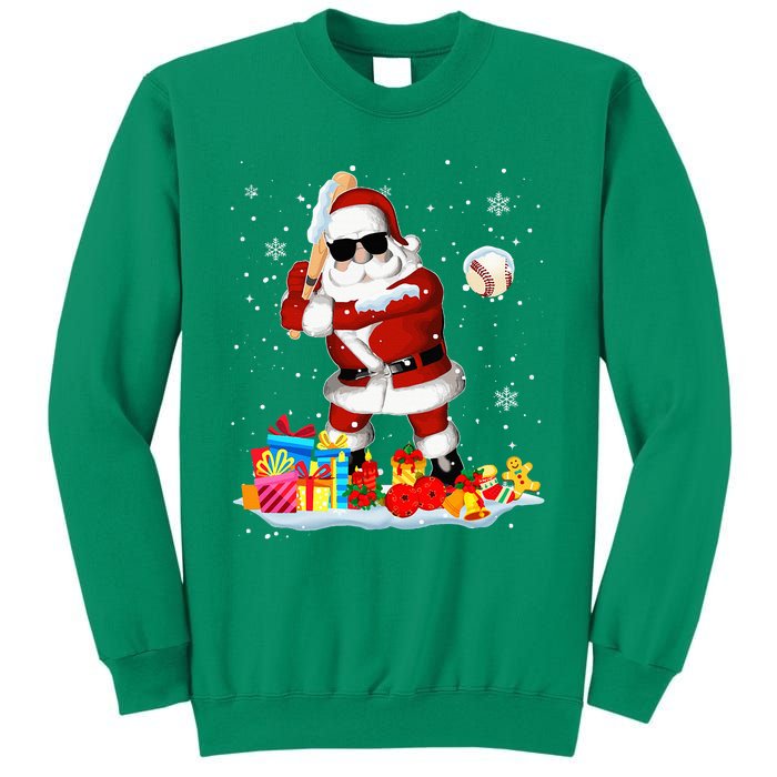 Santa Playing Baseball Cool Christmas Santa Baseball Player Sweatshirt