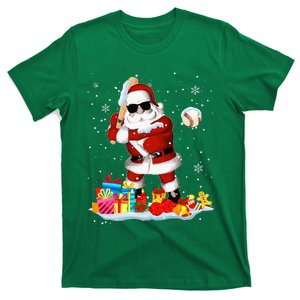 Santa Playing Baseball Cool Christmas Santa Baseball Player T-Shirt