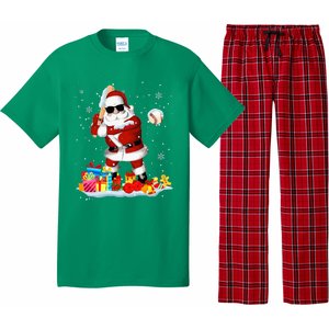 Santa Playing Baseball Cool Christmas Santa Baseball Player Pajama Set