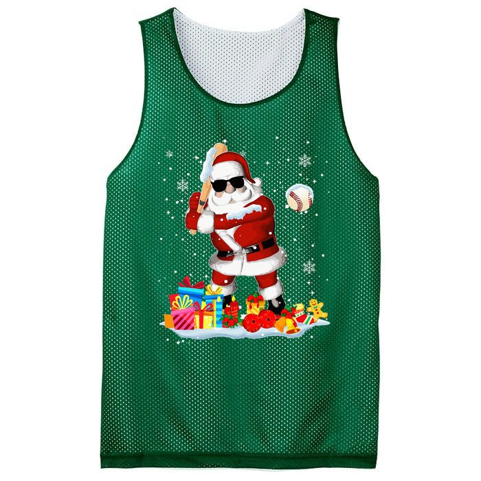 Santa Playing Baseball Cool Christmas Santa Baseball Player Mesh Reversible Basketball Jersey Tank