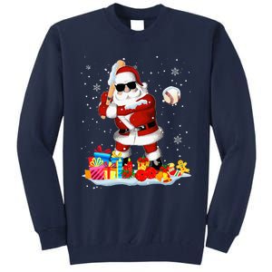 Santa Playing Baseball Cool Christmas Santa Baseball Player Tall Sweatshirt