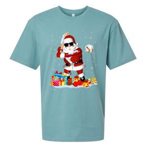 Santa Playing Baseball Cool Christmas Santa Baseball Player Sueded Cloud Jersey T-Shirt