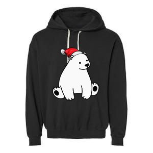 Santa Polar Bear Christmas Pajama Funny Xmas Garment-Dyed Fleece Hoodie