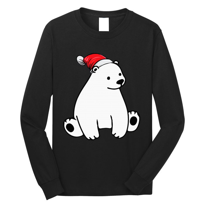 Santa Polar Bear Christmas Pajama Funny Xmas Long Sleeve Shirt