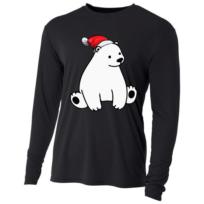 Santa Polar Bear Christmas Pajama Funny Xmas Cooling Performance Long Sleeve Crew