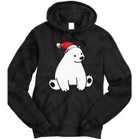 Santa Polar Bear Christmas Pajama Funny Xmas Tie Dye Hoodie