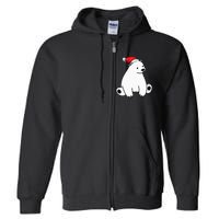 Santa Polar Bear Christmas Pajama Funny Xmas Full Zip Hoodie