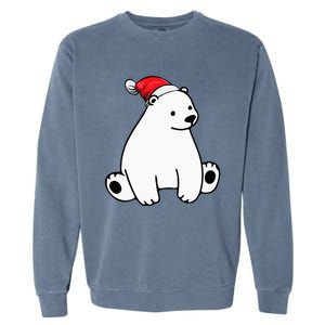 Santa Polar Bear Christmas Pajama Funny Xmas Garment-Dyed Sweatshirt