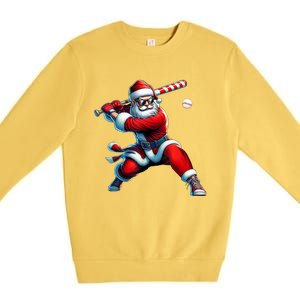 Santa Playing Baseball Christmas Baseball Player Premium Crewneck Sweatshirt