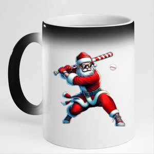 Santa Playing Baseball Christmas Baseball Player 11oz Black Color Changing Mug