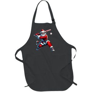 Santa Playing Baseball Christmas Baseball Player Full-Length Apron With Pockets