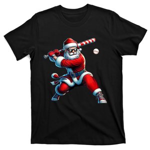 Santa Playing Baseball Christmas Baseball Player T-Shirt