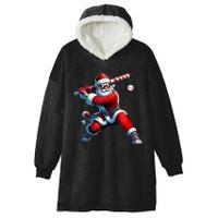 Santa Playing Baseball Christmas Baseball Player Hooded Wearable Blanket