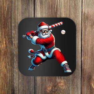 Santa Playing Baseball Christmas Baseball Player Coaster